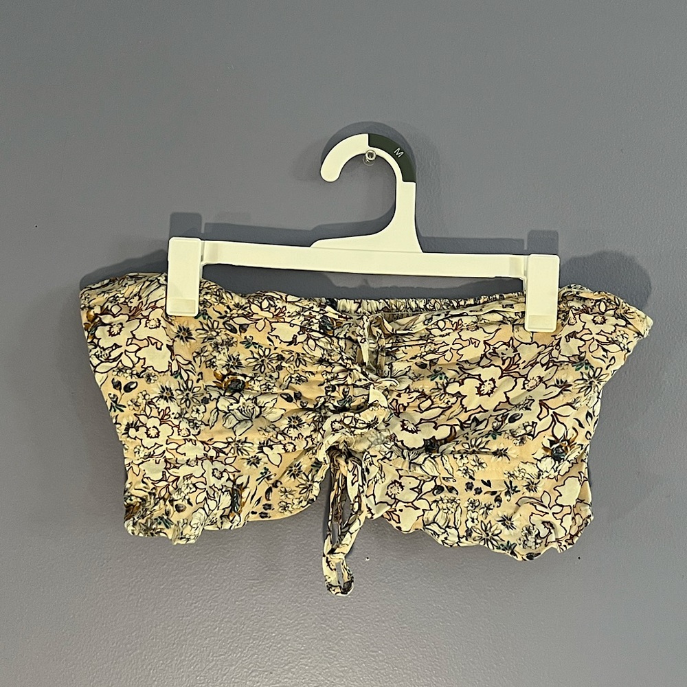 Skylar + Madison floral ruched strapless crop top